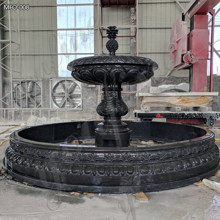 Hand Carved Black Marble Fountain for Garden