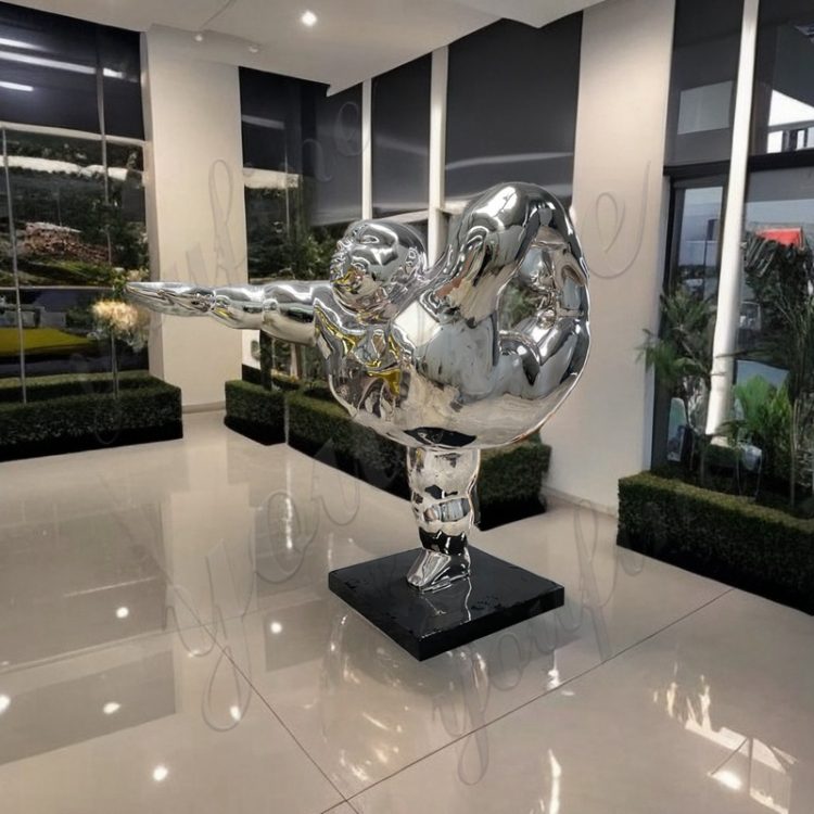 Mirror Stainless Steel Fat Lady Sculpture for Sale
