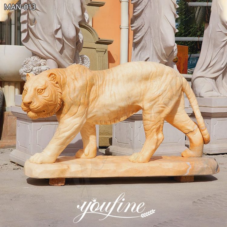 Life Size Hand Carved Marble Tiger Statue for Sale