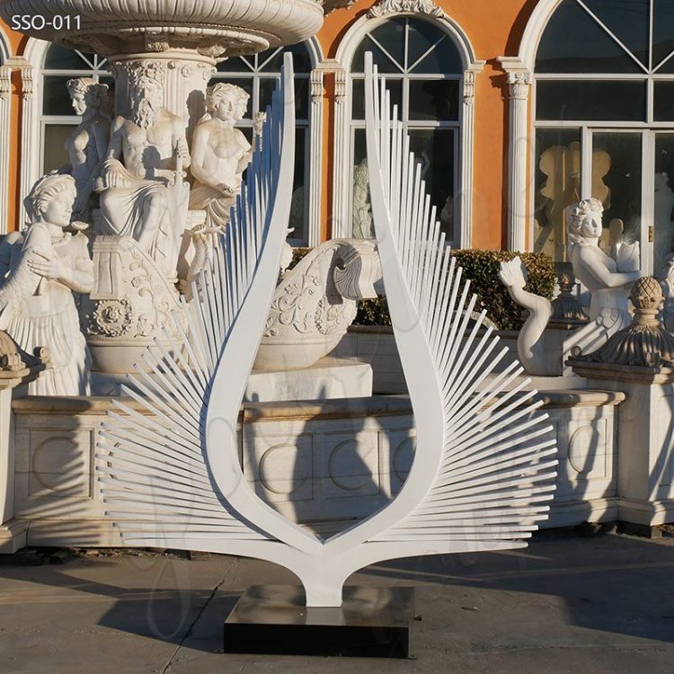 White Stainless Steel Angel Wing Sculpture for Sale