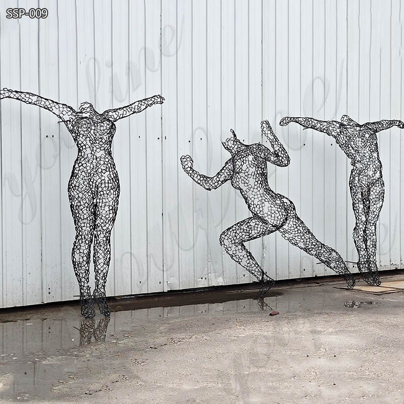 Modern Stainless Steel Wire Figure Sculpture Decor