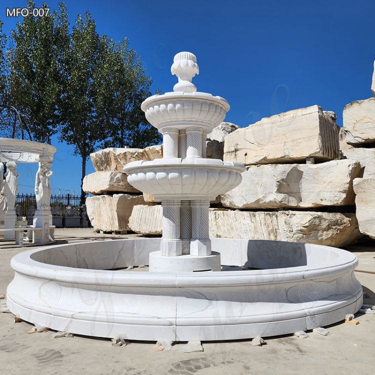 Hand Carved Tiered Marble Water Fountain for Garden