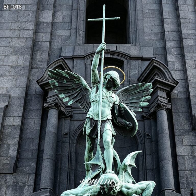 Saint Michael bronze statue