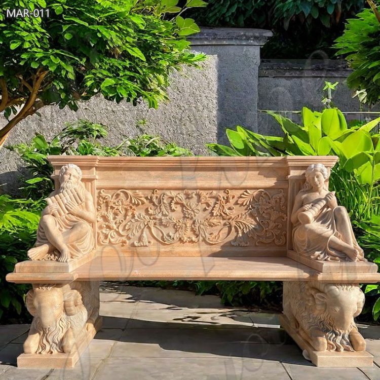 Outdoor Sunset Red Marble Garden Bench for Street