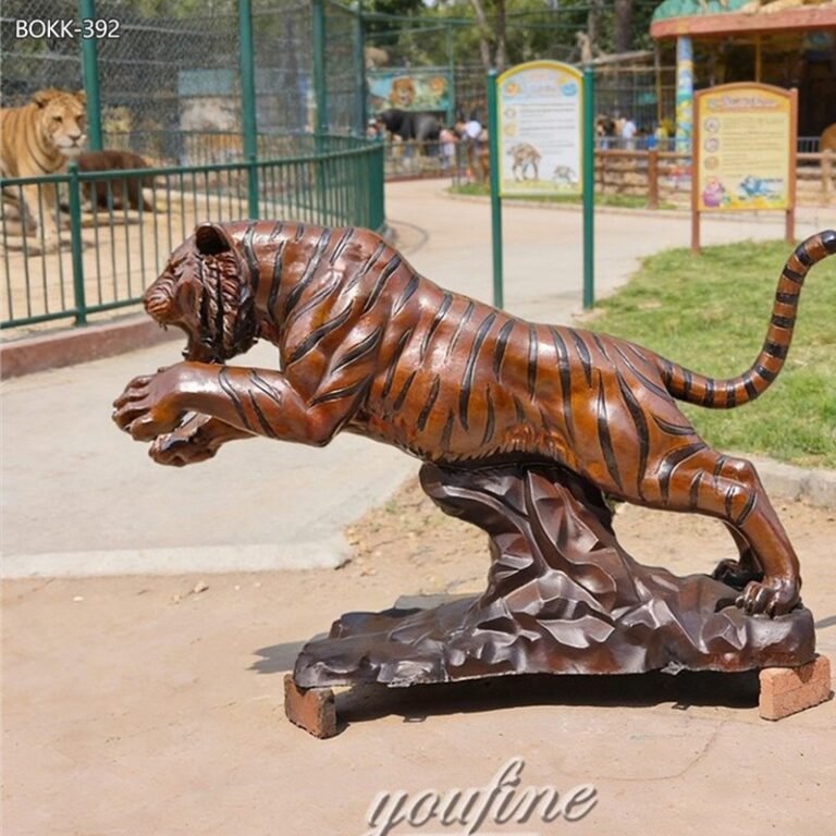 bronze tiger statue in zoo