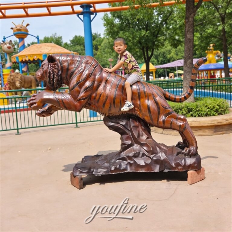 pouncing bronze tiger statue1