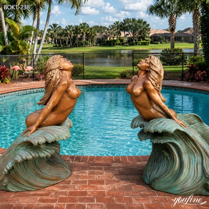 mermaid bronze statue for pool