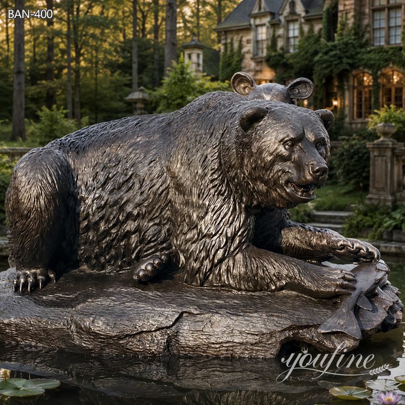 bear statue with fish